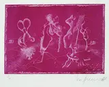 Mac Zimmermann, 2 Bll.: Auf Anruf stehen bleiben. Morgen, Etching