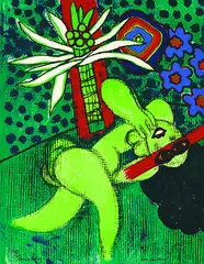 d.i. C. G. van Beverloo Corneille, Elle est fleur, Lithograph printed in colours