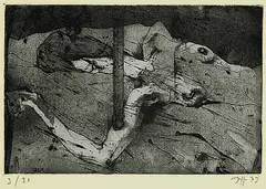 "B" by Horst Janssen, Etching, sold Dec 2001