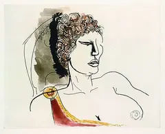 Renato Guttuso, Weiblicher Halbakt, Aquatint