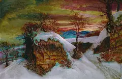 Otto Dix, Felsen im Schnee, 1944, Oil