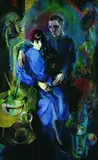 Hanns Katz, Selbstbildnis mit Fränze und Affen, 1934, Oil on panel