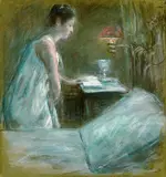 Max Liebermann, Mädchen im Négligé, 1889, Pastel