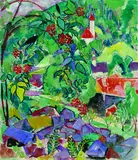 Oskar Moll, Kirchturm, Gouache