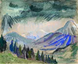 Erich Heckel, Gebirgslandschaft, 1922, Gouache