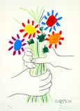 Fleurs et mains by Pablo Picasso, 1958, Lithograph printed in colours, sold Dec 2001