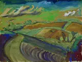 Hügelige Landschaft mit abziehenden Wolken by Erich Heckel, 1919, Watercolour, sold Dec 2001