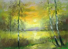 Landschaft mit Birken by Lesser Ury, Pastel, sold Dec 2001