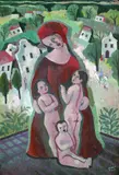 Béla Kádár, Madonna mit Kindern, Gouache