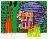 Die Schatten der Sterne by Friedensreich Hundertwasser, 1967, Lithograph printed in colours, sold Dec 2001