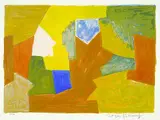 Composition jaune, orange et verte by Serge Poliakoff, 1957, Farblithografie auf BFK Rives-Velin, sold Dec 2001