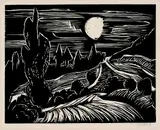 Landschaft im Mondschein by Karl Schmidt-Rottluff, 1927, Woodcut, sold Dec 2001