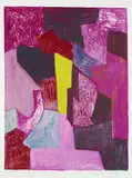 Composition rouge, carmin et jaune by Serge Poliakoff, 1958, Farbige Lithographie, sold Dec 2001