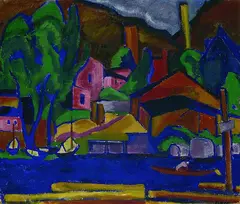 Paul Kother, Landschaft, Oil on jute