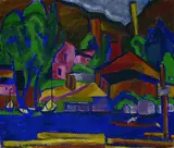 Paul Kother, Landschaft, Oil on jute