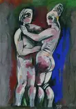 Béla Kádár, Zwei Figuren, Gouache