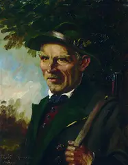 Paul Götz Räcknitz, Bayrischer Jäger, Oil on cardboard