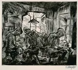 Fritz Schaefler, Kleinstadt. Schusterwerkstatt, 1930, Drypoint