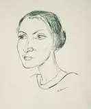 Max Beckmann, Frauenkopf mit Halskette (Frau Parcus), 1921, Lithograph