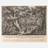 Johann Elias Ridinger, Jagdszene, Kupferstich