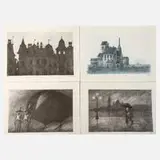 Paul Flora, Graphikkonvolut, teils kolorierte Offsetlithographien auf leichtem Karton