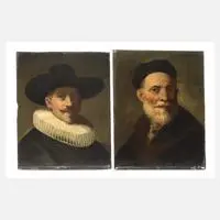 B. van Raedt, Zwei Kopien nach Rembrandt van Rijn, Öl auf Holzplatte