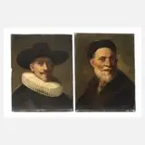 B. van Raedt, Zwei Kopien nach Rembrandt van Rijn, Öl auf Holzplatte