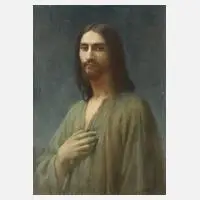 Albert Aublet, Jesus von Nazareth, Öl auf Papier und Leinwand und Keilrahmen