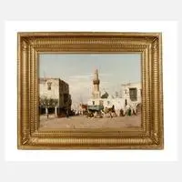 Edmund Berninger, Straßenszene in Kairo, Öl auf Leinwand