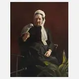 Felix von Ende, Dame mit Graupapagei, Öl auf rückseitig gesperrter Holztafel