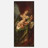 Eugen Klimsch, Mutter mit Kind, Öl auf festem Karton