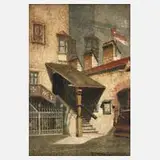Friedrich Carl Mayer, Rathaus Hall in Tirol, Zeichnung und richtige Darstellung der Einzelheiten bei feiner Beleuchtung durch einfallendes Sonnenlicht