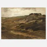 Max Merker, "Heide am Regenstein im Harz", 1885, Öl auf Pappe