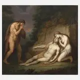 János Mihály Hesz, Adam & Eva betrauern Abel, 1820, Öl auf Leinwand und Keilrahmen