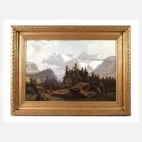 Wilhelm Theodor Nocken, Alpenlandschaft, Öl auf Leinwand
