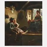 Emil Rau, Küchenidyll, Öl auf Leinwand