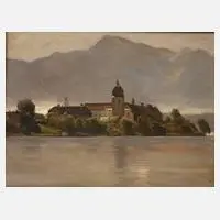Karl Raupp, Fraueninsel im Chiemsee, Öl auf Pappe