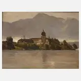 Karl Raupp, Fraueninsel im Chiemsee, Öl auf Pappe