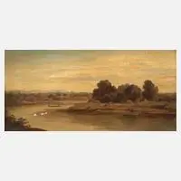 Michael Emil Sachs, Flusslandschaft, Öl auf Pappe