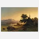Carl Ludwig Schmitz, Romantische Seelandschaft, Öl auf Leinwand und Keilrahmen
