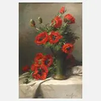 Wilhelm Schütze, Mohnblumenstillleben, Öl auf Pappe