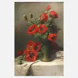 Wilhelm Schütze, Mohnblumenstillleben, Öl auf Pappe
