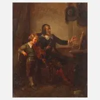 Benjamin Vautier, Beim Musikunterricht, Öl auf Leinwand