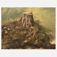 Friedrich Voltz, Studie eines Baumstumpfs, Öl auf Karton