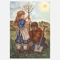 Baumpflanzende Kinder by Tina Bauer-Pezellen, sold Mar 2026