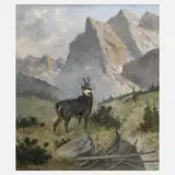 Georg Berger, Gams im Gebirge, Öl auf Leinwand