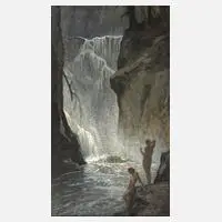 Otto Engelhardt-Kyffhäuser, "Am Zackelfall", Öl auf Hartfaserplatte