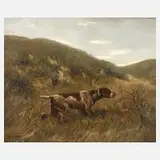 Johannes Cornelis van Essen, Jagdhund in den Dünen, 1921, Öl auf Leinwand