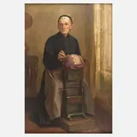 Heinrich Iser, Erzgebirgische Klöpplerin, 1920, Öl auf Leinwand