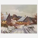Jürgens, Sonniger Wintertag, Öl auf Leinwand